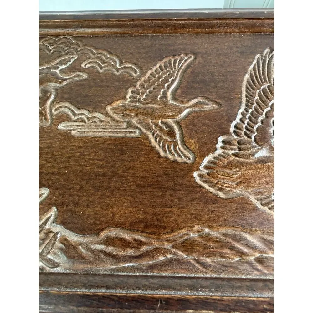 Vintage Rosalco The Commodore Bird Duck Carved Wooden Wood Jewelry Box 11x8.5x4